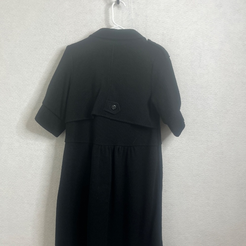 MK2K Wool Coat Black Double Breasted Short Sleeve Coat Jacket Size M/L - Picture 2 of 9